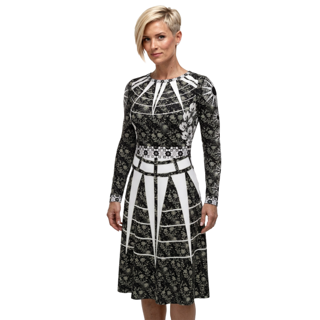 Long Form Dress Black (Floral Eclipse)